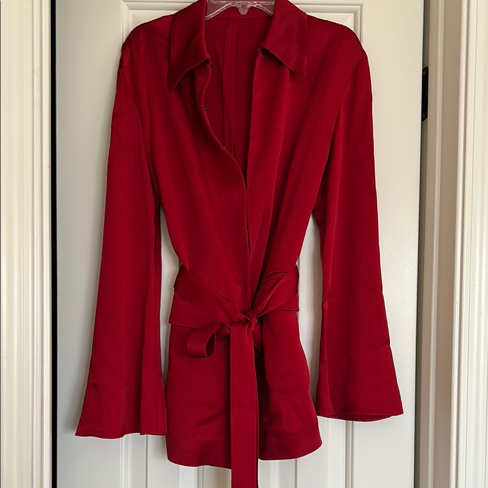 Chic Red Tie-Waist Blazer by Rails